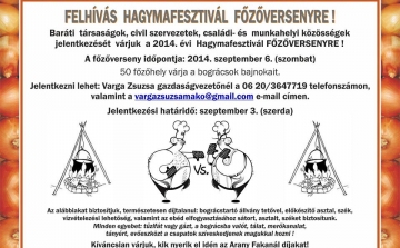 FELHÍVÁS HAGYMAFESZTIVÁL FŐZŐVERSENYRE!